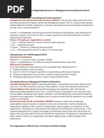 Behavioral and Organizational Issues in Management Accounting and Control Systems