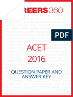 Acet 2016: Question Paper and Answer Key