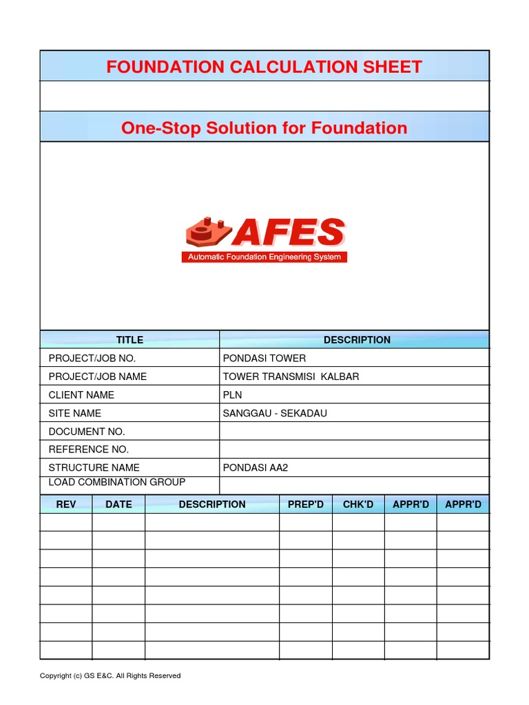 Foundation Calculation Sheet: Title Description | PDF | Young's Modulus ...