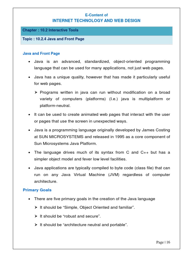 JAVA and Front Page | Java (Programming Language) | Java Server Pages