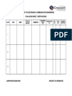 Department of Electronics & Communication Engineering Evaluation Sheet - Zeroth Review