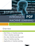 Introduction To Machine Learning: Methods, Applications, Etc