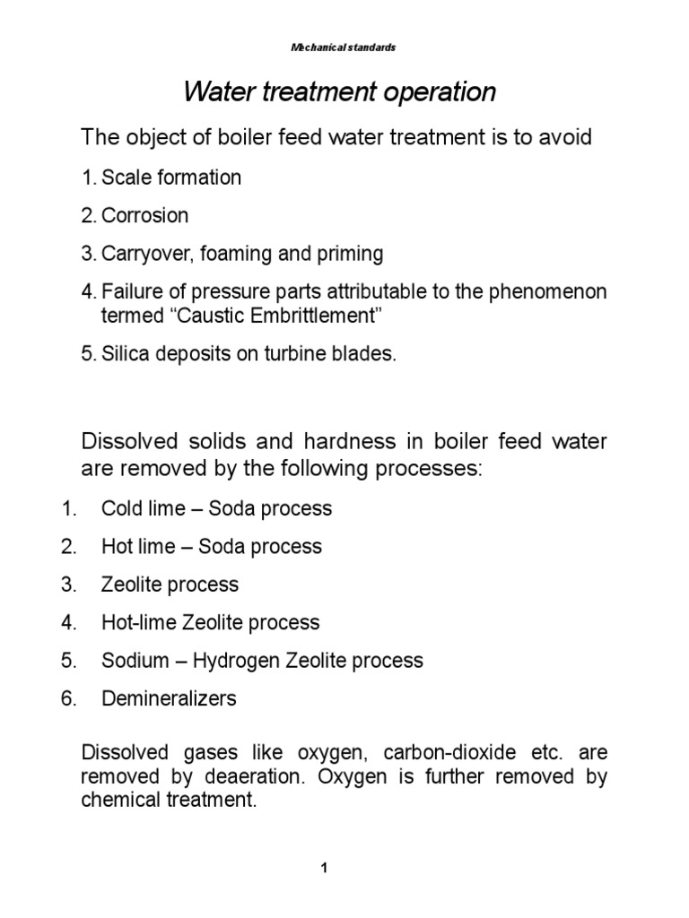 Water Treatment Processes and Methods for Boiler Feed Water Systems