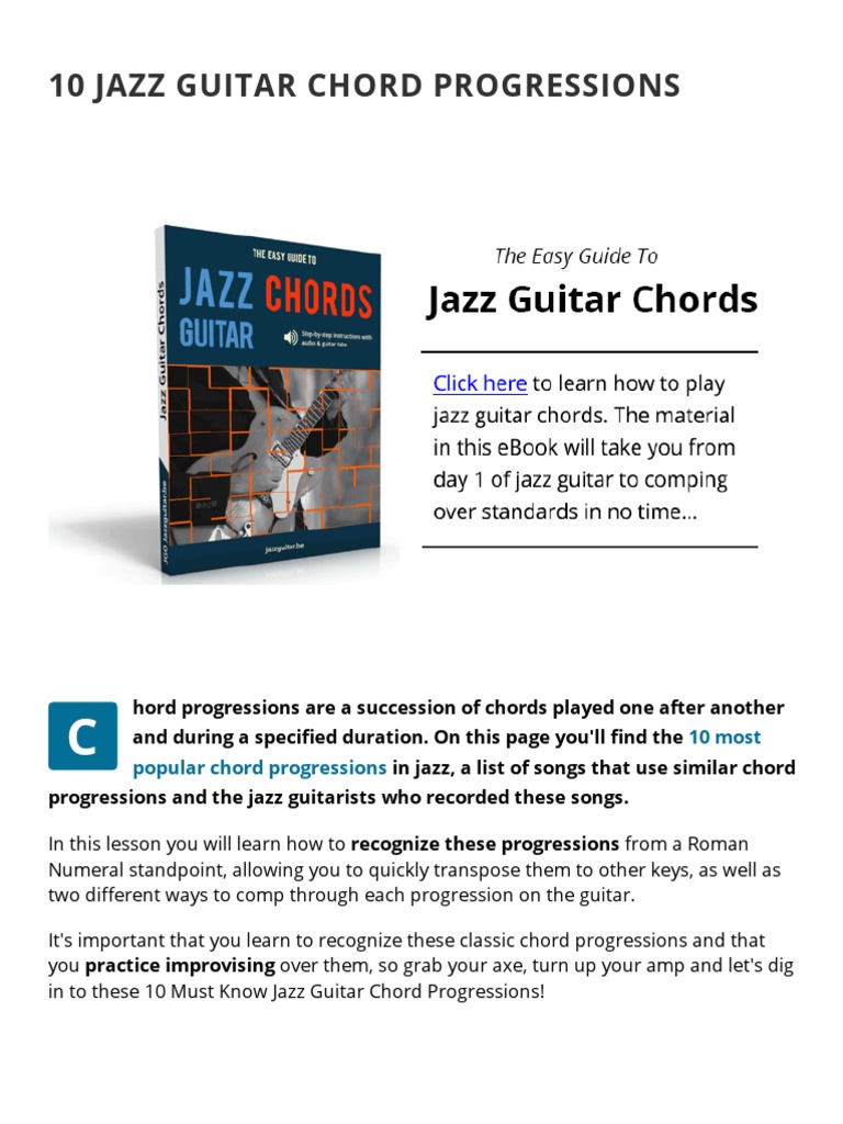 10 Jazz Guitar Chord Progressions | PDF | Jazz | Chord (Music)