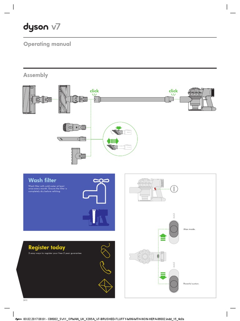 Operating Instructions for the Dyson SV11 Vacuum Cleaner | PDF | Vacuum ...
