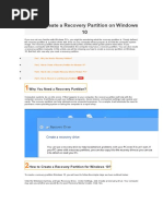 How To Create A Recovery Partition On Windows 10