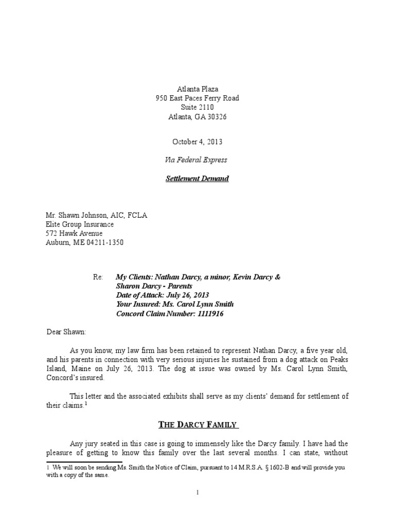 Example of Dog Bite Injury Demand Letter Scar Psychological Trauma