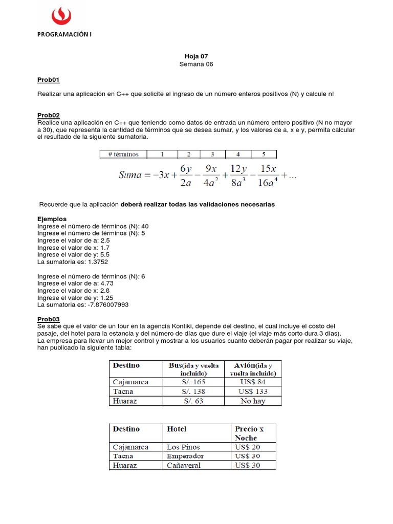 Ejercicios básicos de C++ y sumatorias | PDF | Programa de computadora ...