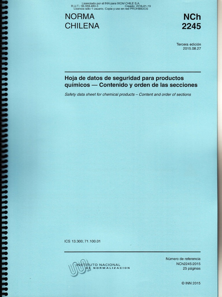 Norma Chilena NCH 2245-2015 PDF | PDF | Concentración | Química