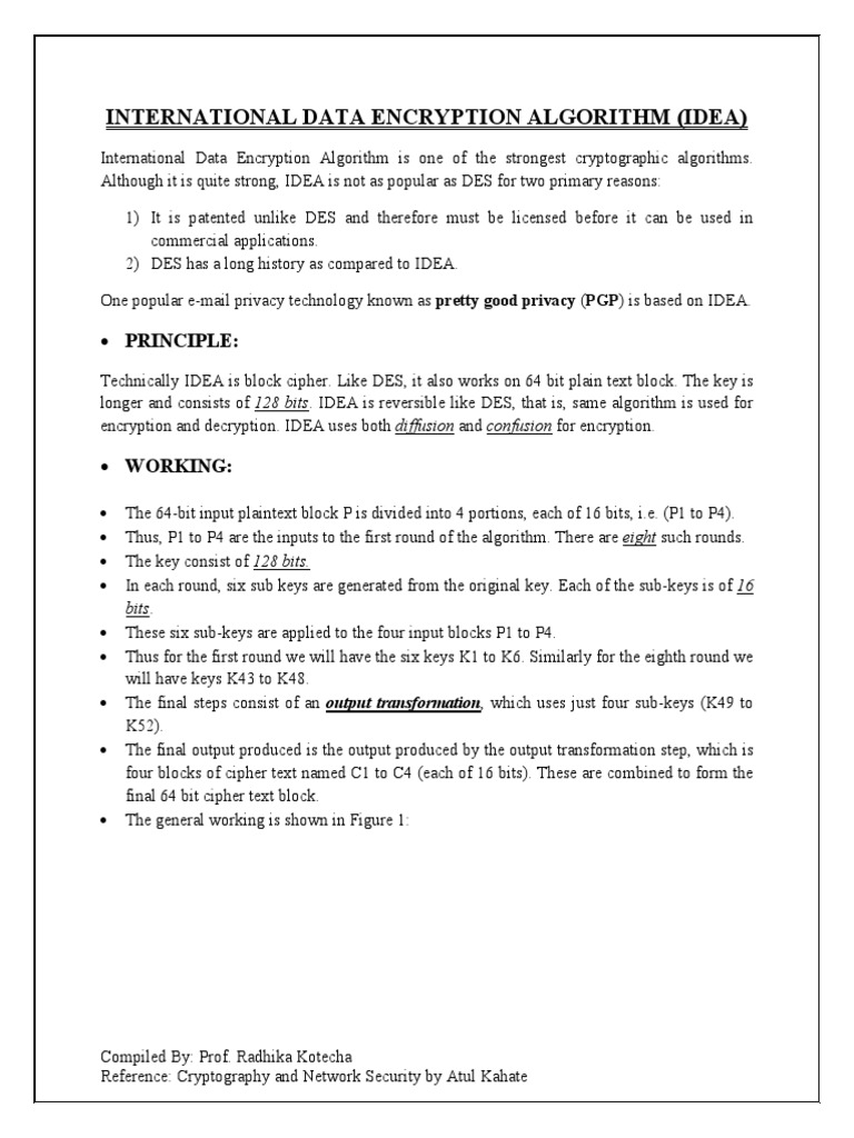International Data Encryption Algorithm | PDF | Information Governance ...