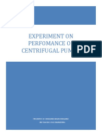 Experiment On Perfomance of Centrifugal Pumps.: Presented By:Odhiambo Brian Odhiambo 3Rd Year BSC - Civil Engineering