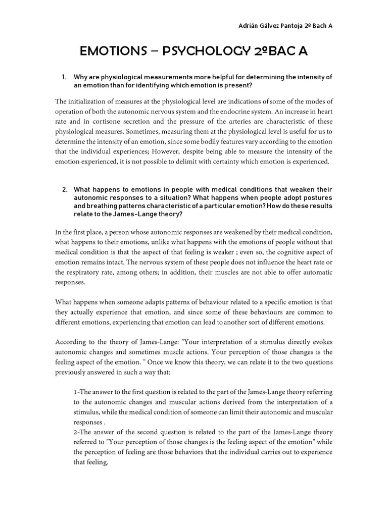 Understanding Emotions and Theories in Psychology | PDF | Self-Improvement