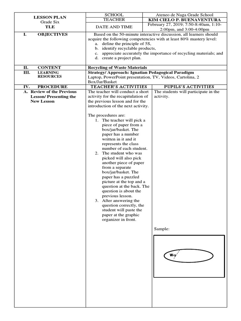 Sample Lesson Plan EPP 6 - Ignatian Pedagogical Paradigm | PDF | Lesson ...