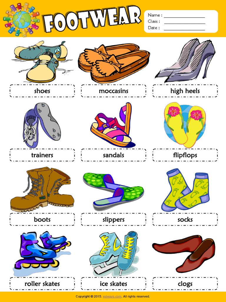 Footwear Esl Picture Dictionary For Kids PDF | PDF