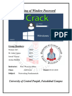 Cracking of Window Password: University of Central Punjab, Faisalabad Campus