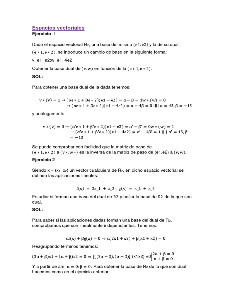 Cambio de base dual y obtención de coordenadas de vectores respecto a ...