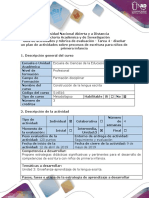 Guía de Actividades y Rúbrica de Evaluación - Tarea 4 - Diseñar Un Plan de Actividades de Lectura y Escritura para Niños de Primera Infancia