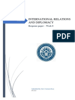 International Relations and Diplomacy: Response Paper - Week 8