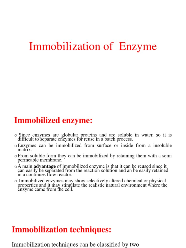 Enzyme Immobilization Techniques Explained | PDF | Filtration | Adsorption