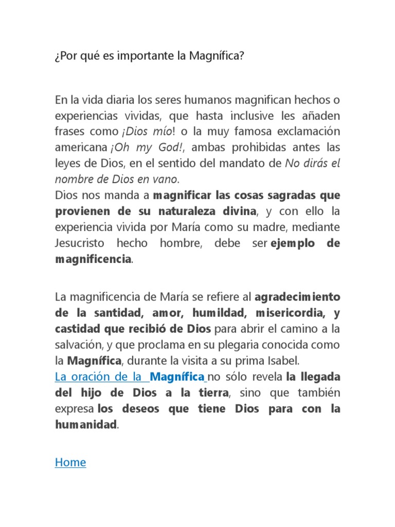 Por Qué Es Importante La Magnífica | PDF | Oración | María, madre de Jesús