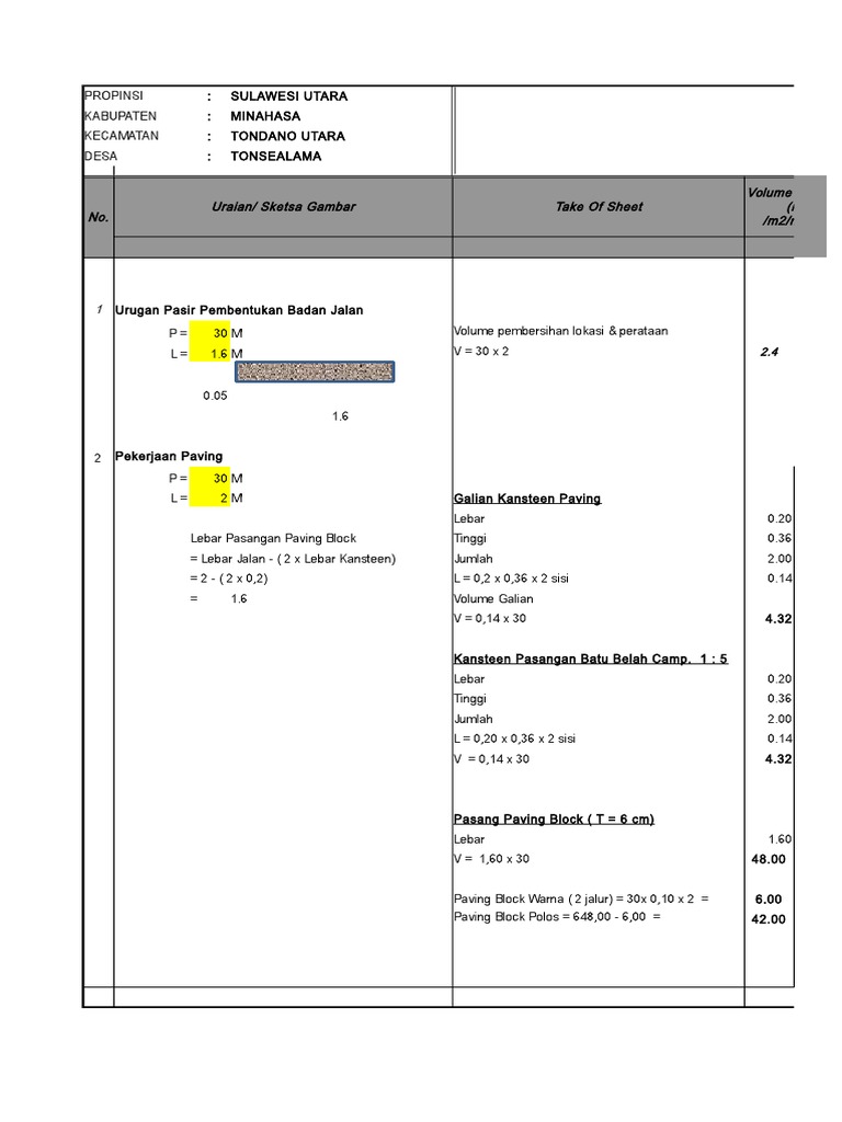 Contoh Rab Setapak Paving Block Tonsealama 2019 Jaga V