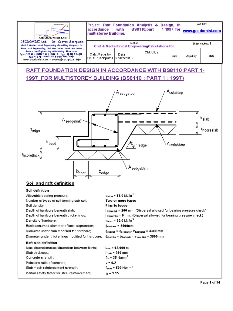 Sachpazis Raft Foundation Design Analysis Design For Multistorey