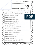 Ice Cream Social Sign Up Sheet