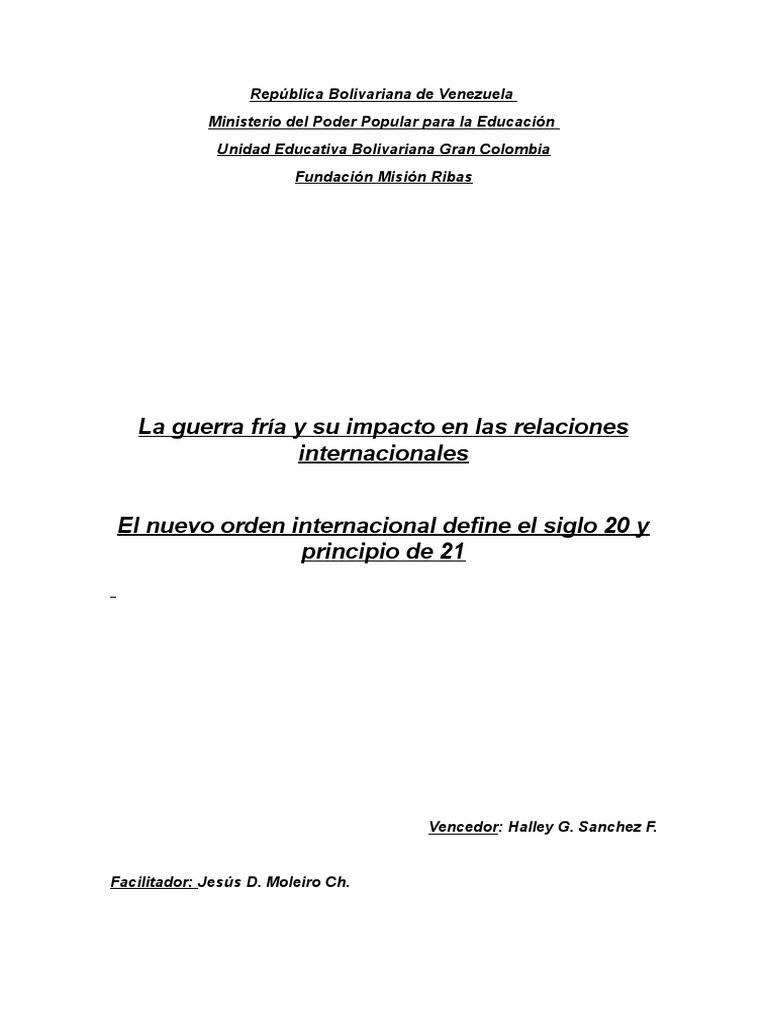 Impacto de la Guerra Fría en el Mundo | PDF | Unión Soviética ...