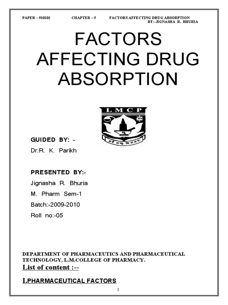 Metazalone Drug Absorption Mechanisms | PDF | Medicine | Cell Membrane