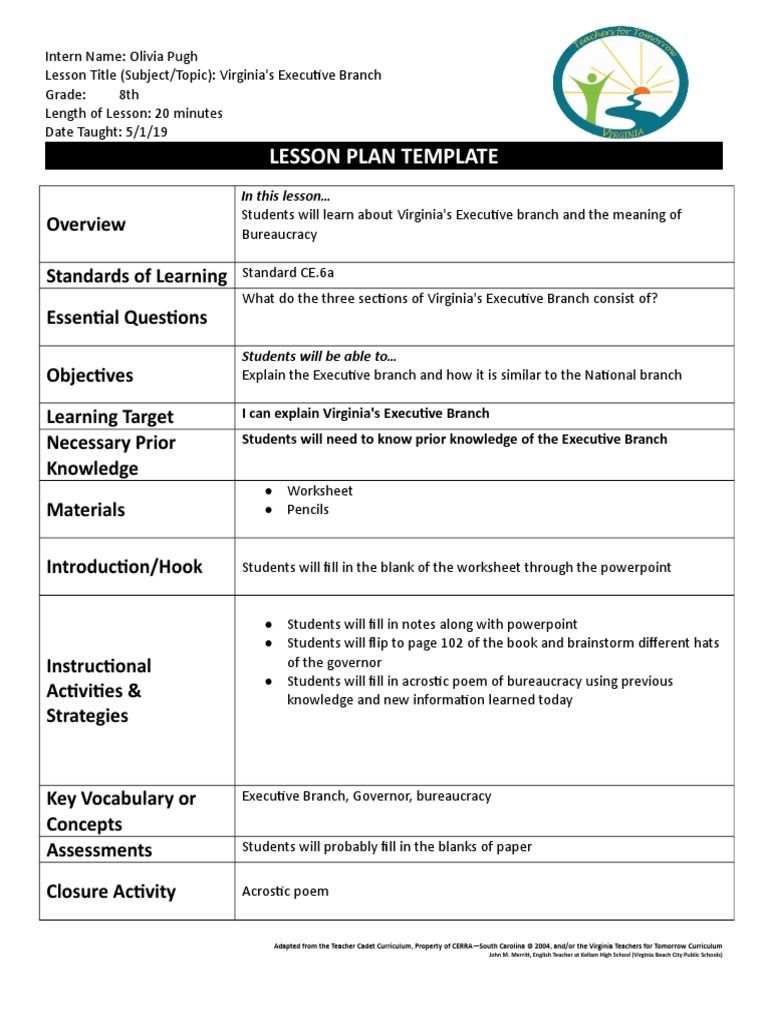 Lesson Plan Template and Reflection | PDF | Lesson Plan | Curriculum