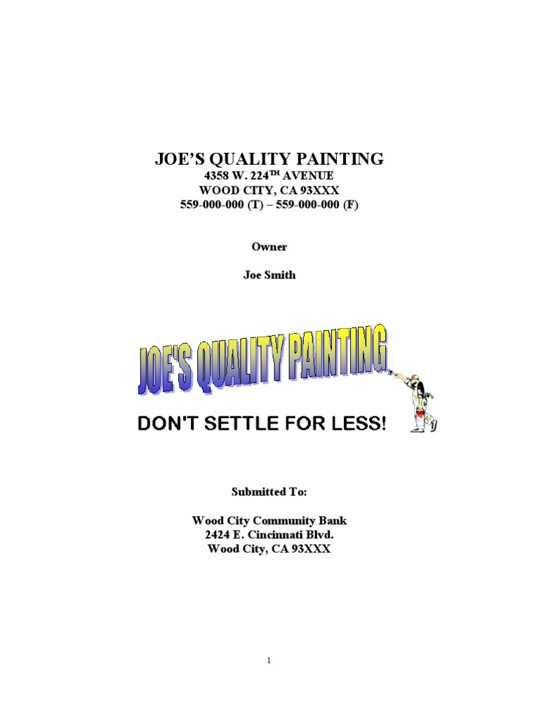 Free painting and decorating business plan image