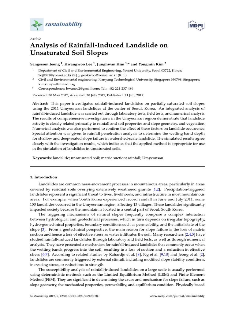 Analysis of Rainfall-Induced Landslide On Unsaturated Soil Slopes | PDF ...