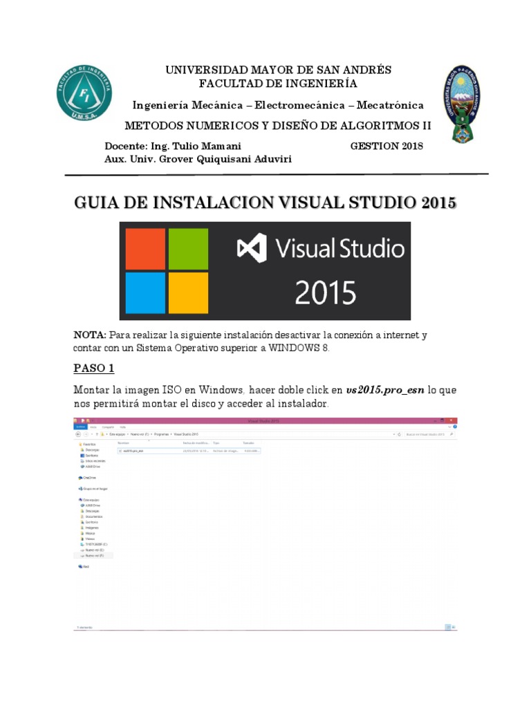 Guía de Instalación de Visual Studio 2015 | PDF | Ingeniería ...