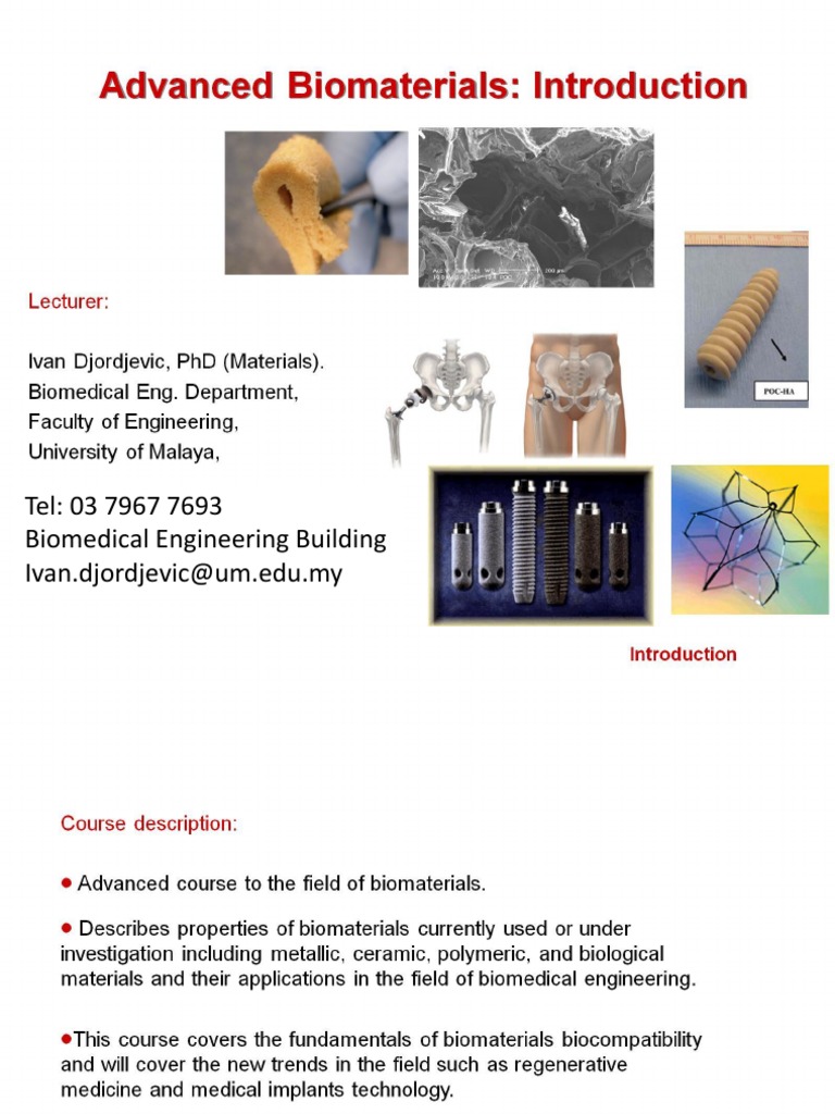 Introduction to Biomaterials Course | PDF | Biomaterial | Implant ...