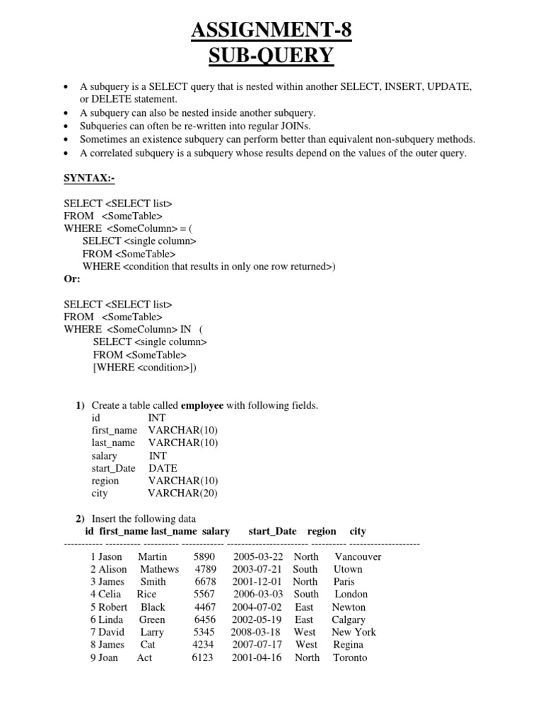 DBMS Lab Assignments8 PDF PDF Databases Data
