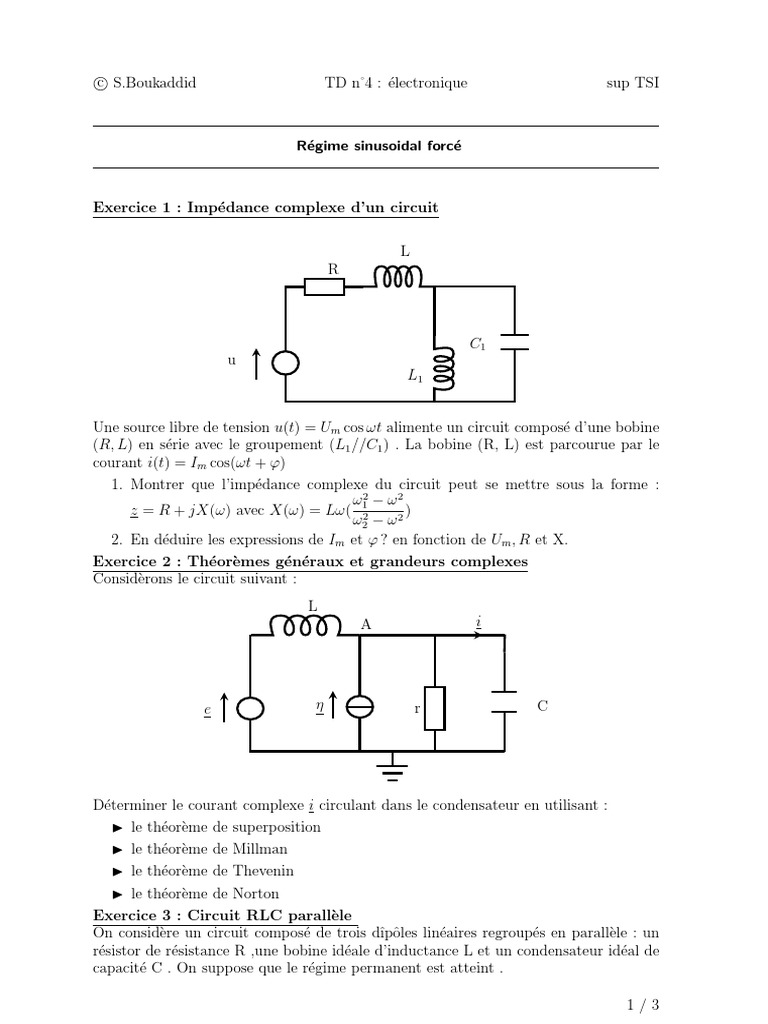 TD N 4 Electronique PDF | PDF | Puissance (physique) | Tension électrique