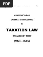 Taxation Law: Answers To Bar Examination Questions