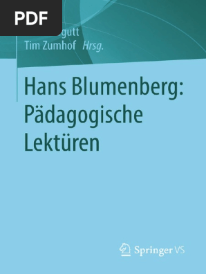 Frank Ragutt Tim Zumhof Eds Hans Blumenberg Padagogische
