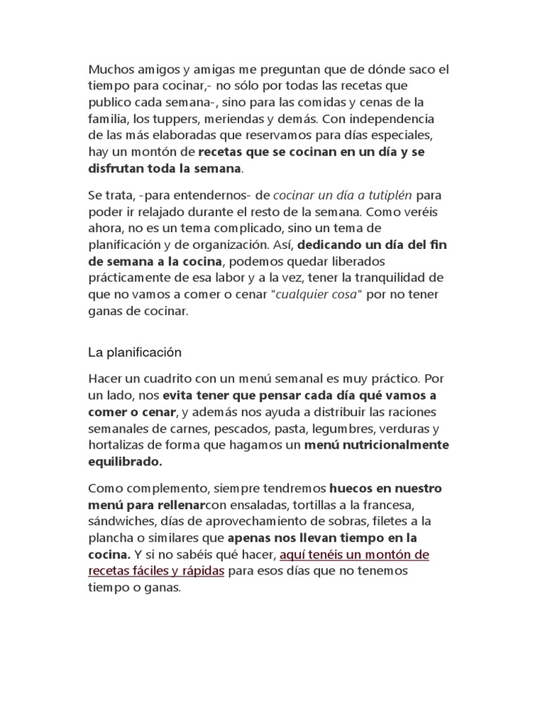 Cocina semanal: recetas fáciles y prácticas | PDF | Preparación de ...