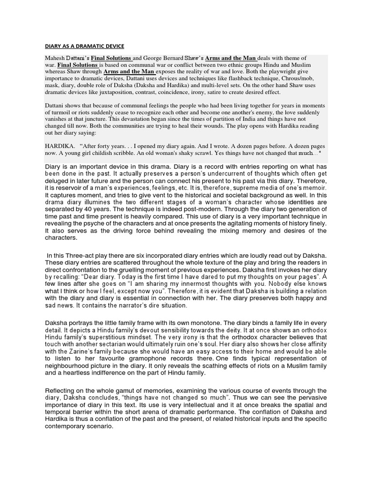 Diary As A Dramatic Device PDF