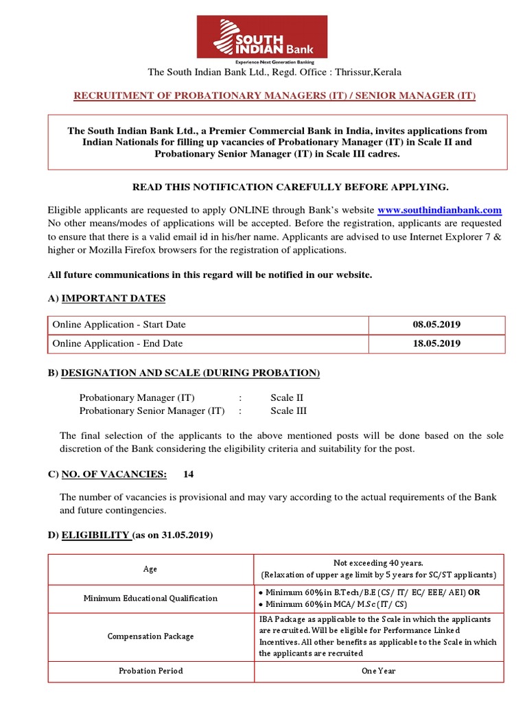 Notification Recruitment IT Officers May2019 | PDF | System ...
