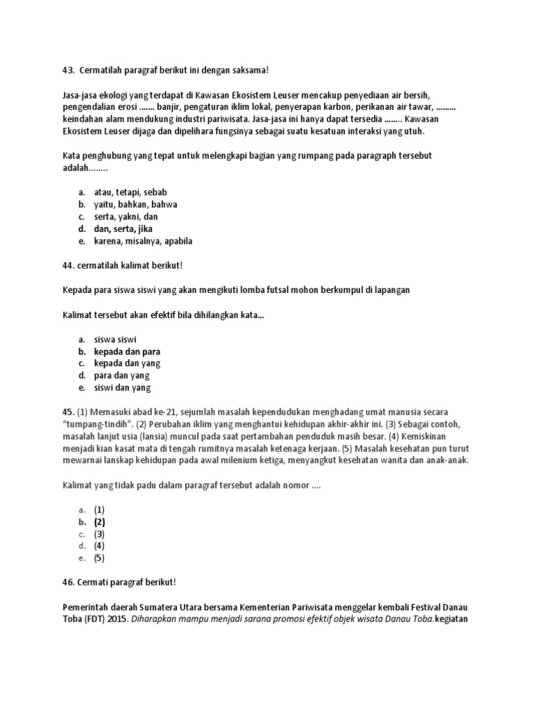 Soal Bahasa Indonesia