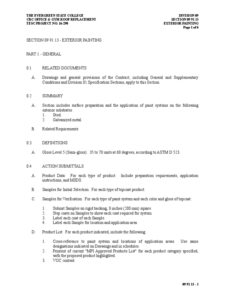 Paint spec Paint Materials