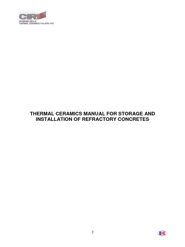 Insulating Refractory Concrete Installation Guide Pdf Refractory