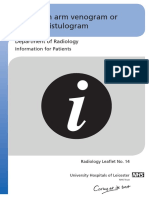 Radiology - Arm Venogram Vascular Fistulogram Edition 5 Leaflet Number 14 - 8148113 - UHL Patient Information - Imaging