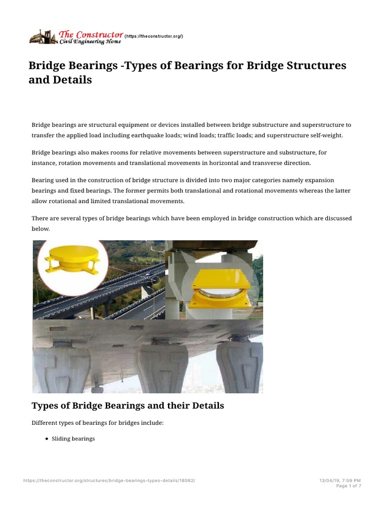 Bridge Bearings Types of Bearings For Bridge Structures and Details PDF PDF Bearing