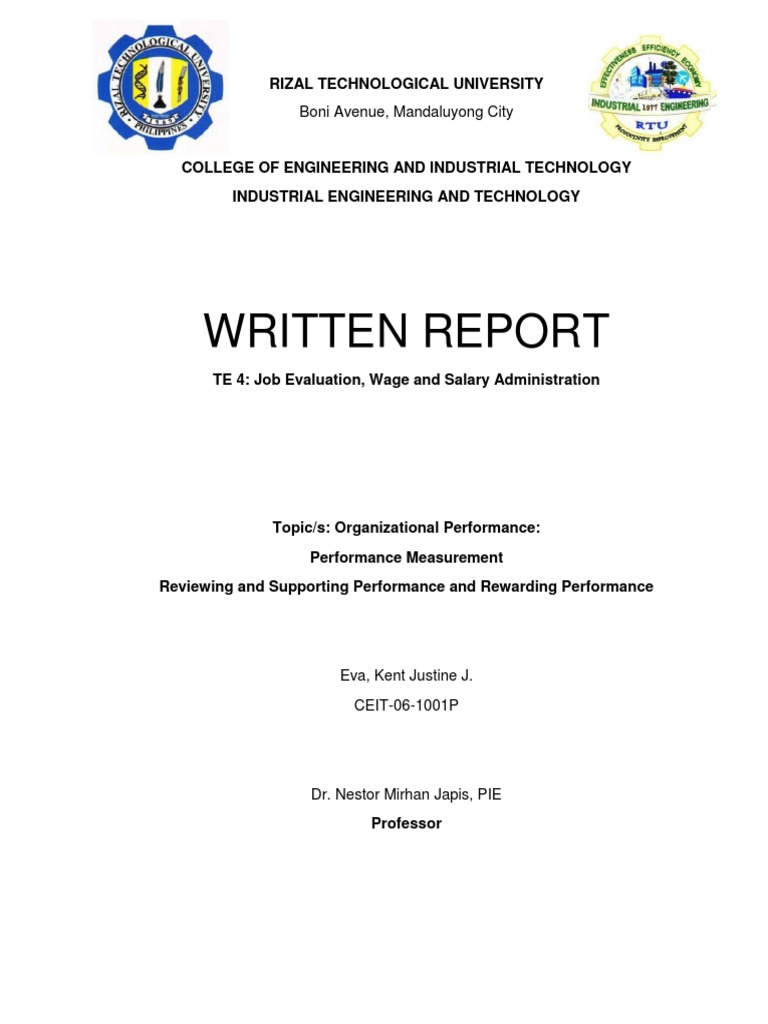 Written Report in Job Evaluation | PDF | Performance Appraisal ...