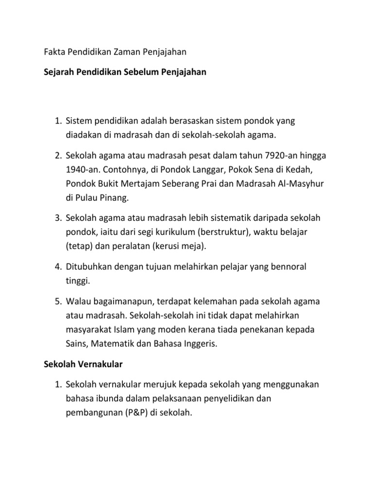 Ciri Ciri Sistem Pendidikan Semasa Penjajahan British - spantzcee