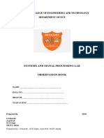 Signal and Systems Student Lab Observation Manual For B.E/B.Tech
