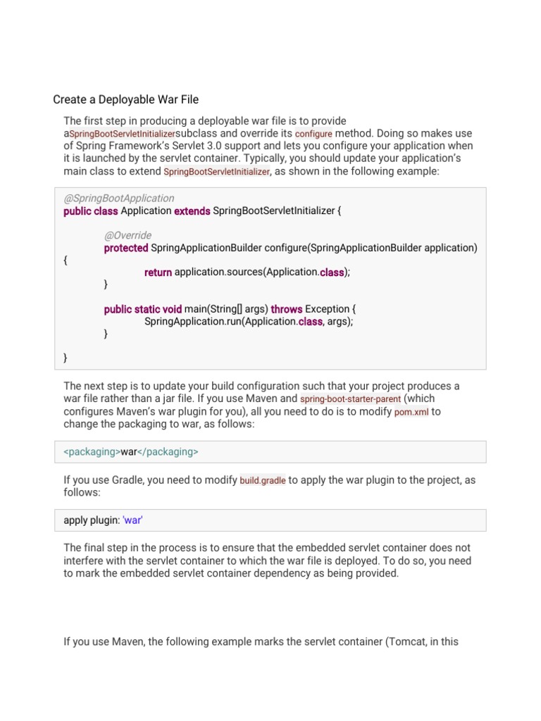 How to Create a Deployable WAR File | PDF
